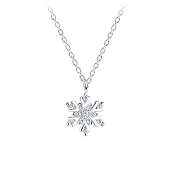 Wholesale Sterling Silver Snowflake Necklace - JD15687