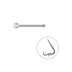 Wholesale 2mm Round Cubic Zirconia Sterling Silver Nose Stud With Ball - Pack of 10 - JD13322