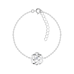 Wholesale Sterling Silver Rose Flower Bracelet - JD16473