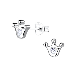 Wholesale Sterling Silver Crown Ear Studs - JD16489