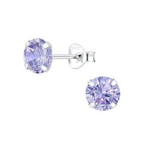 Wholesale 6mm Round Cubic Zirconia Sterling Silver Ear Studs - JD1338