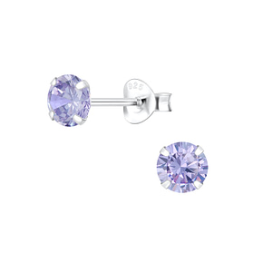 Wholesale 5mm Round Cubic Zirconia Sterling Silver Ear Studs - JD1974