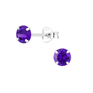 Wholesale 5mm Round Cubic Zirconia Sterling Silver Ear Studs - JD1974