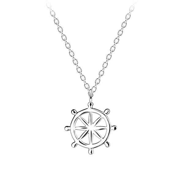 Wholesale Sterling Silver Ship Wheel Nacklace - JD9785
