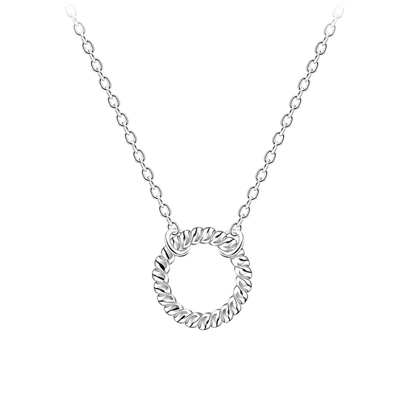 Wholesale Sterling Silver Twisted Circle Necklace - JD9175