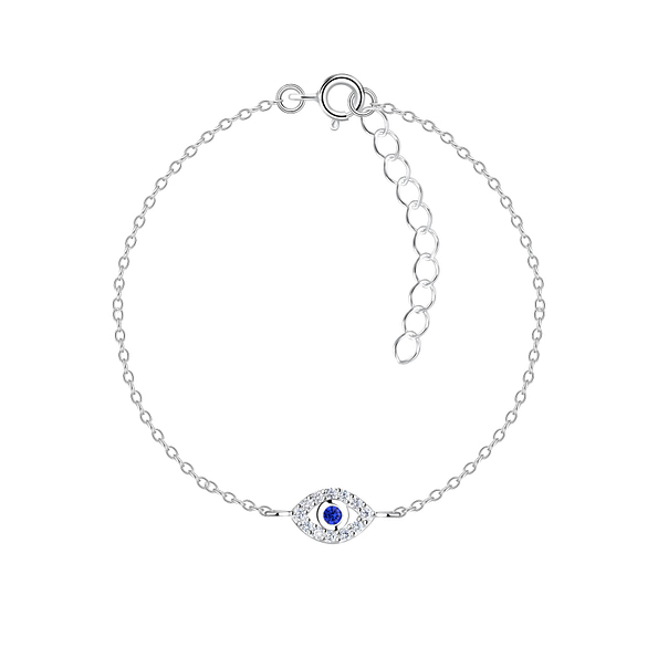 Wholesale Sterling Silver Evil Eye Bracelet - JD16336